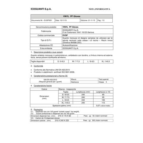 Guanti in vinile senza polvere Icoguanti M trasparenti scatola da 100 guanti - EVSP/MEDIA